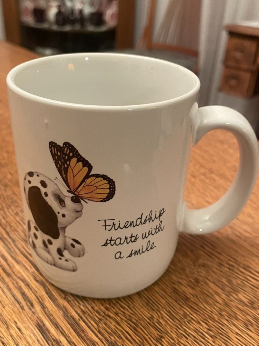 Friendship Stars with a Smile Puppy and Butterfly Coffee Cup Mug 12 ounces